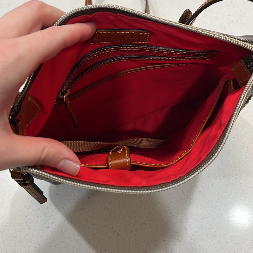 Dooney & Bourke Gray Crossbody Bag with Brown Trim - Picture 3 of 10